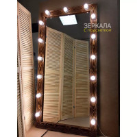 Гримерное зеркало с подсветкой лампочками в раме цвета колорадо 180х80 см